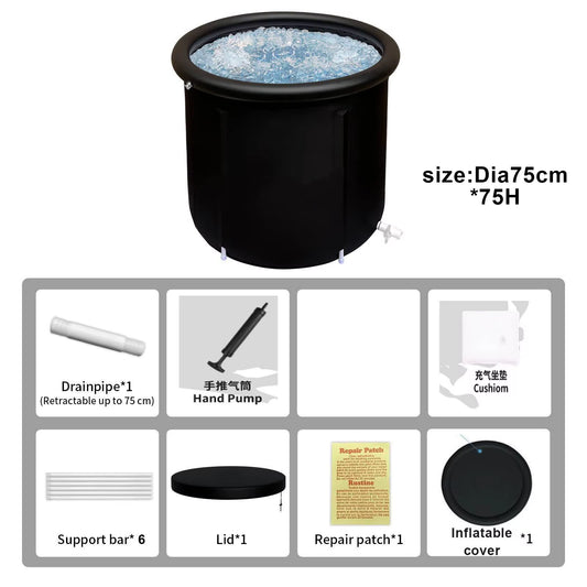 Dia90Cm Portable Ice Bath Tub Athletes/Recovery Premium Cold Plunge Tub Outdoor Use Oversized Adult Sized Cold Plunge Pool